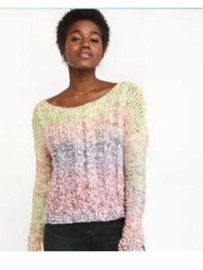 Abercrombie & Fitch Oversized Chunky Knit Sweater XS Multicolor Cozy Cable Knit